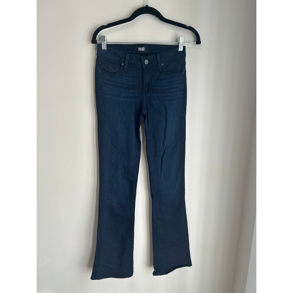 PAIGE Manhattan Slim Bootcut Jeans Dark Indigo Blue Stretch Denim Size 25 - Picture 2 of 9
